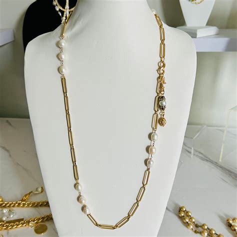 Celine Paperclip and Pearl Chain Convertible Necklace